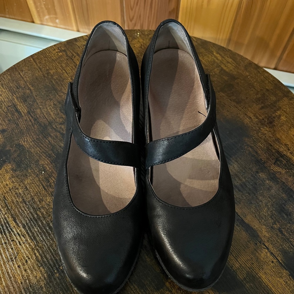 Dansko Shoes Lanie Mary Jane Wedge Black Nubuck Leather Womens 41 US 10.5-11 - Picture 5 of 7